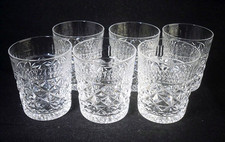 Set of 6 Edinburgh Crystal ROYAL SCOT Small Whisky Tumbler Glasses 3"h (signed)