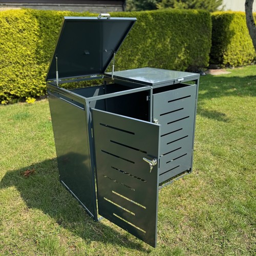 Garden dustbin metal wheelie - dustbin,