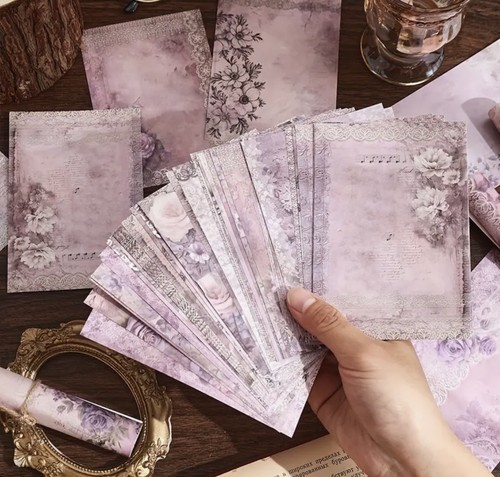 Vintage floral paper - vintage, purple
