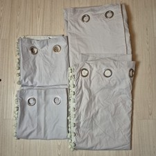 Next Eyelet Pale Grey Stone Lined Blackout Curtains 2 X 53x54" 2 X 66x90" Pom