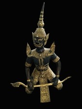 Antique Thai Bronze Gilt Hanuman Monkey God 34 Cm & Weighs 2.5 Kg