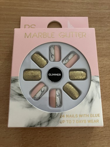 Marble glitter false nails - glitter,