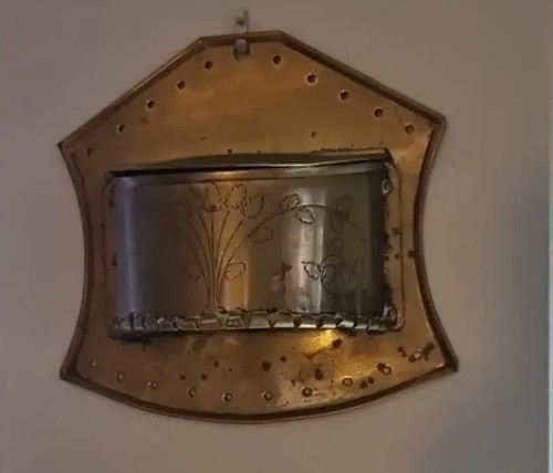 Antique brass hanging salt - hanging,