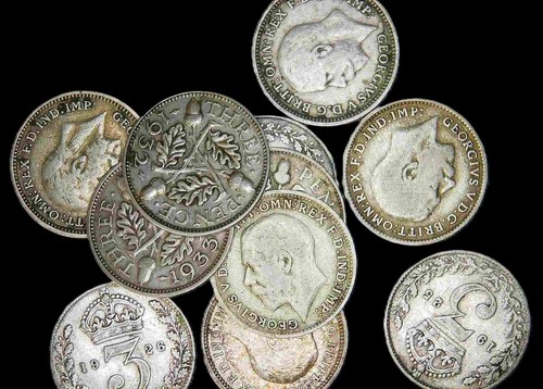 Silver threepences george - threepences., v