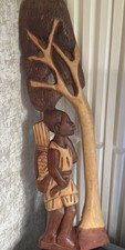 African Wooden Detailed Carved Large Display Sculpture 80x25x4cm