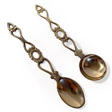 Set of 2 brass Love Spoons, wedding tokens, rustic decor, housewarming gift