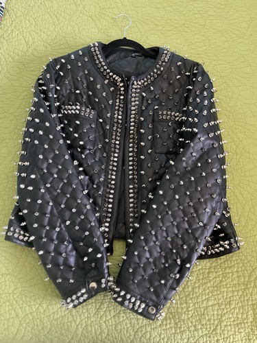 Spiked leather like jacket - spiked,