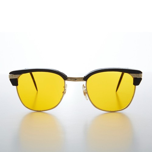 Yellow lens black half frame - yellow,