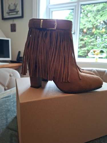 Tan faux suede - tan, tasseled