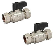 Isolating Ball Valve Full bore Isolation Valve 15mm with Black Lever Handle Pair
