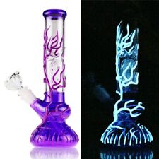 10'' Purple Glass Bong Glow in