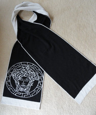 VERSACE SCARF BLACK MEDUSA 70" X 11" WOOL BLEND KNIT DESIGNER