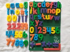 Magnetic Alphabet Letters and Numbers Fridge Magnets with Board Vintage