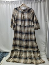 ❤️ Primark Beige Checked Lovely Fabric Tiered Midi Dress Size 12 Vgc