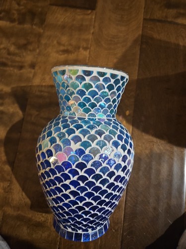 Mosaic glass vase mermaid - glass,