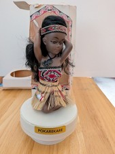 Vintage New Zealand Maori Woman Doll in Native Costume Music Box