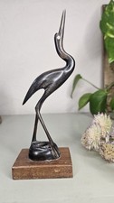 Vintage Bird Stork Egret Heron Crane Carved Horn Figurine Sculpture 1960s