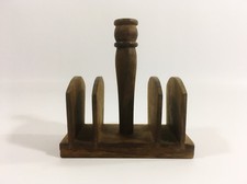 Vintage Small Wooden Letter Rack with Handle - Breakfast Table or Tray Accessory