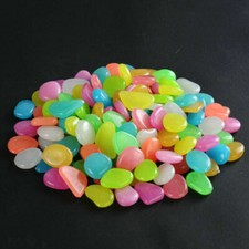 100 X  Glow in the Dark Pebbles Stones Garden Home Walkway Aquarium Fish Tank-UK