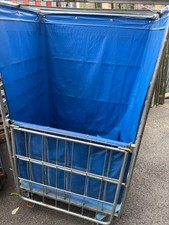 4 sided Heavy Duty half door fixed roll cage with wheels Warehouse Trolley -Used