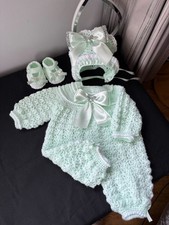 BABY ROMPER BONETT BOOTEES HANDMADE CROCHET FITS NEWBORN AND REBORN ROMANY GIFT