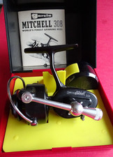 A STUNNING CASED POSSIBLY UNUSED GARCIA MITCHELL 308 SPINNING REEL CIRCA 1971