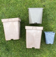 4 x Square Flower Pots - 3 Large and 1 Med Size
