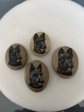 Hand Painted Scottish Terrier Pebbles X 4 (marked FDH And The Year)