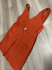 LADIES ZARA BURNY ORANGE CUT OUT DRESS SIZE LARGE