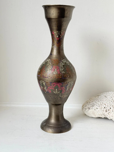 Vintage indian engraved brass - indian,