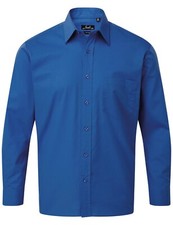 Premier Mens Long Sleeve Easy Care Poplin Shirt Office Work Casual Business