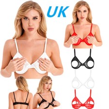 UK Womens Sexy Lingeries Open Cup Bra Tops Cutout Underwire Push Up Brassiere