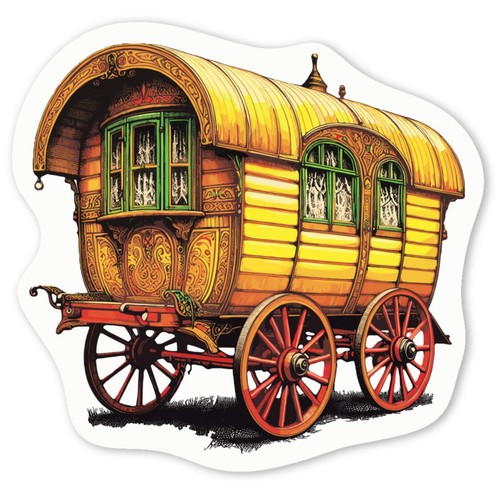 Vintage romany caravan decal - 'vintage,