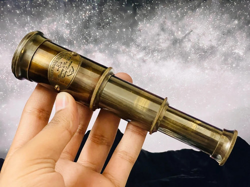 Brass pocket working telescope - pocket,
