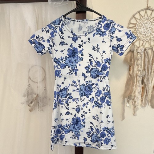 Floral line dress blue - dress,