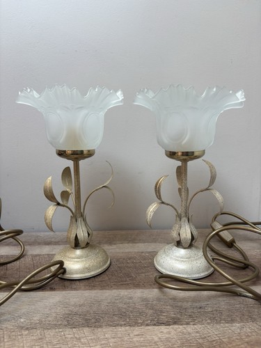 Pair vintage toleware - of, table