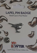 ROBIN English Garden Bird, English Pewter Lapel Pin Badge, Coat-Hat Badge BEW191