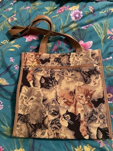 Vintage cat tapestry bag - cat,