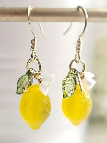 Handmade lemon dangle earrings - handmade,