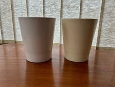 2 CERAMIC Plant Pots - x1 White and x1  Cream - Indoor use - USED and in VGC