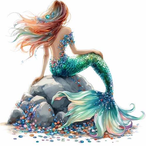 Beautiful colourful mermaid - colourful,