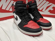 Nike Air Jordan 1 High Top Red Toe Black White Uk 9.5 Used Retro