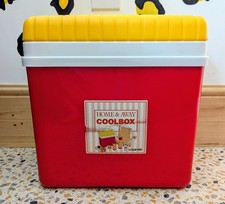 Vintage Curver Home & Away  Plastic Cool Box Red Yellow Cooler Picnic Retro 80s