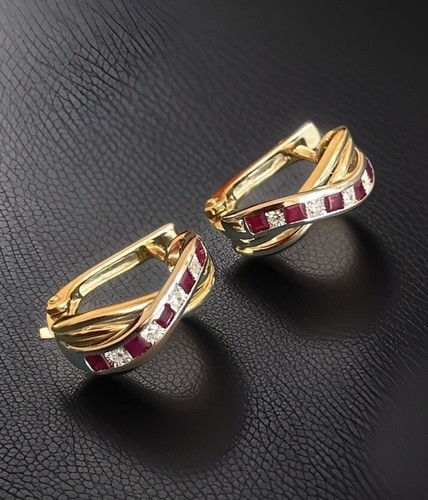 Ruby diamond earrings - ruby,