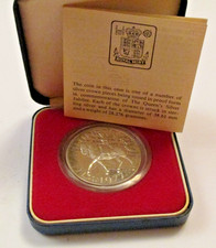 1977 Proof One Crown Silver Jubilee Sterling Silver Boxed COA QEII Tarnished #