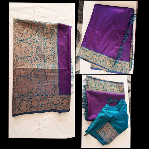 Purple silk blend saree - silk,