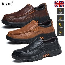 MENS LEATHER SLIP ON SHOES CASUAL SMART OFFICE WALKING MOCCASIN WORK LOAFERS UK