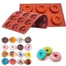 Silicone Donut Baking Moulds Pan Non-stick Mold for 8 Full Doughnuts Bagel Tray