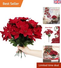 4 Pack Red Flocked Poinsettia