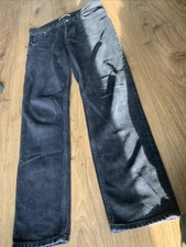 Mens Zara Denim Jeans Eur 42 Black Faded Straight Casual Trousers